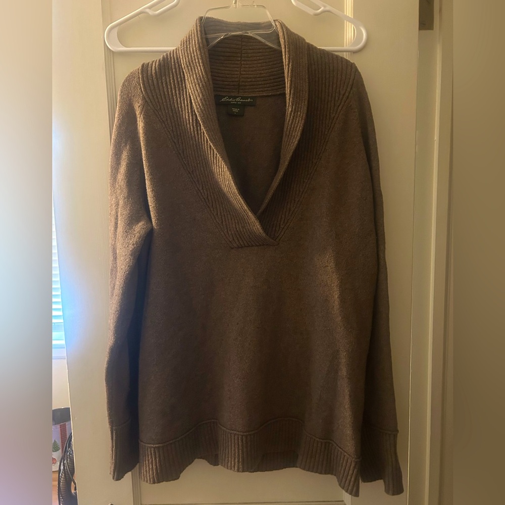 Eddie Bauer Brown Shawl Collar Sweater